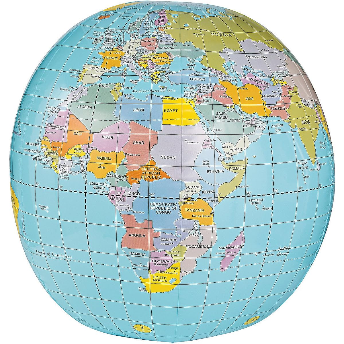 Fun Express Giant Globe Beach Ball Large 40 Inch Earth Day Classroom Learning Pool Toy for Kids