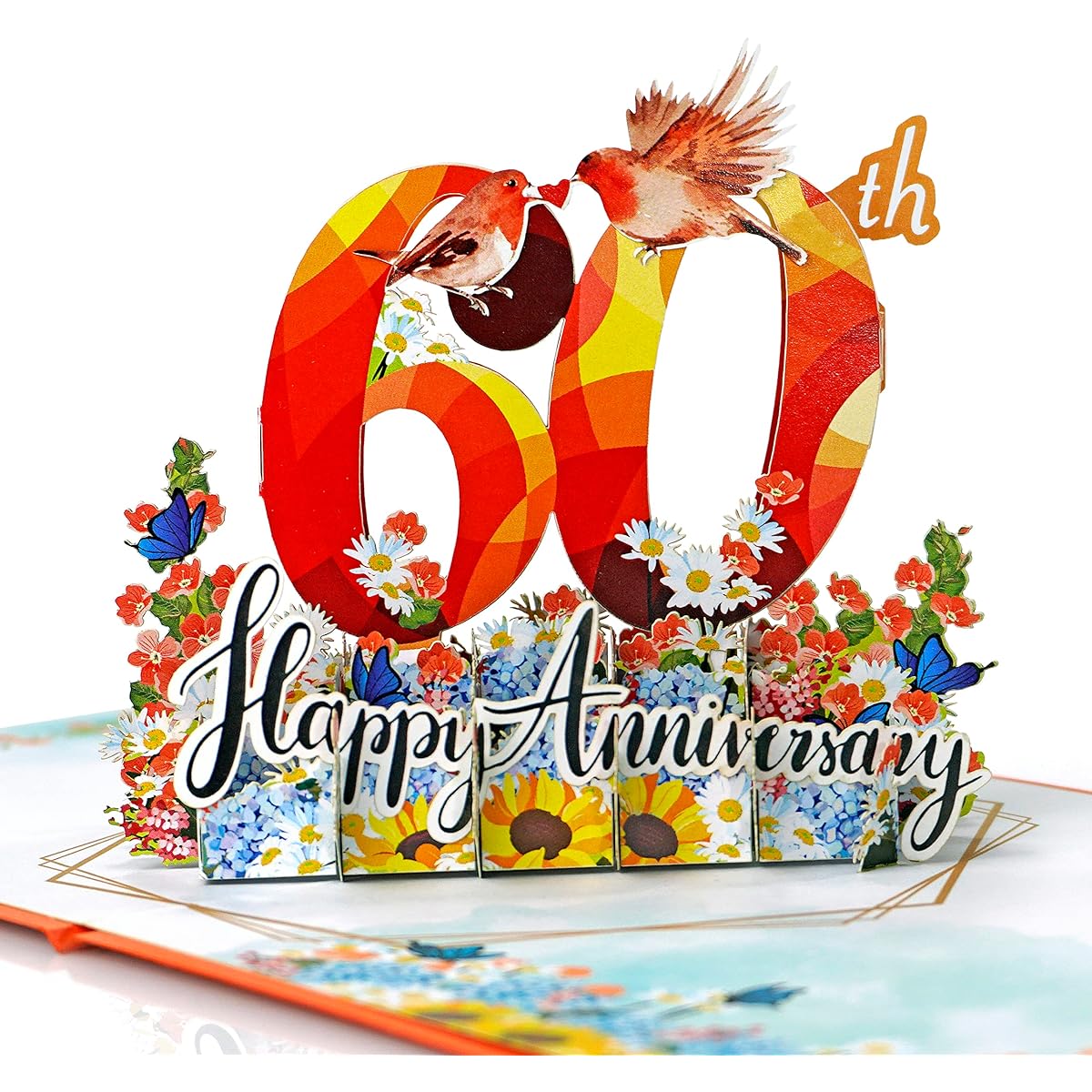 CUTPOPUP 60th Anniversary Dove Couple Pop-up Card Wedding Anniversary Card Pop-up 3D Valentine's Day Card for Girlfriend Couple Wife Thank You Card Anniversary Card Anniversary Cards Anniversary Cards 60th Anniversary US