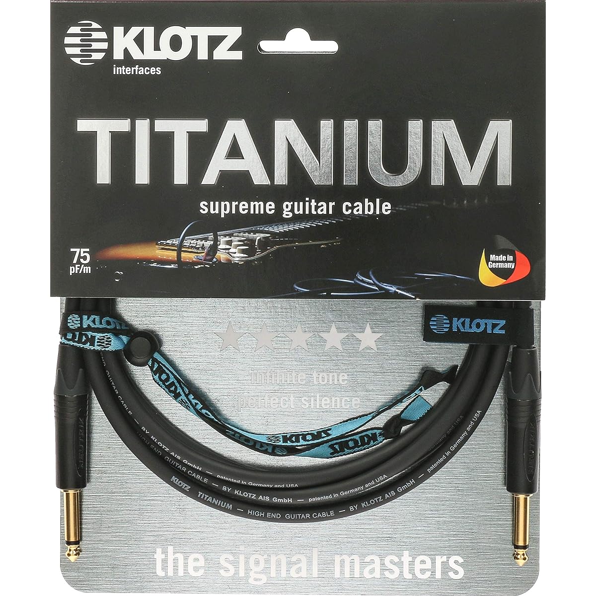 KLOTZ TITANIUM Series Shielded Cable (TI-0600PP 6m Straight/Straight)