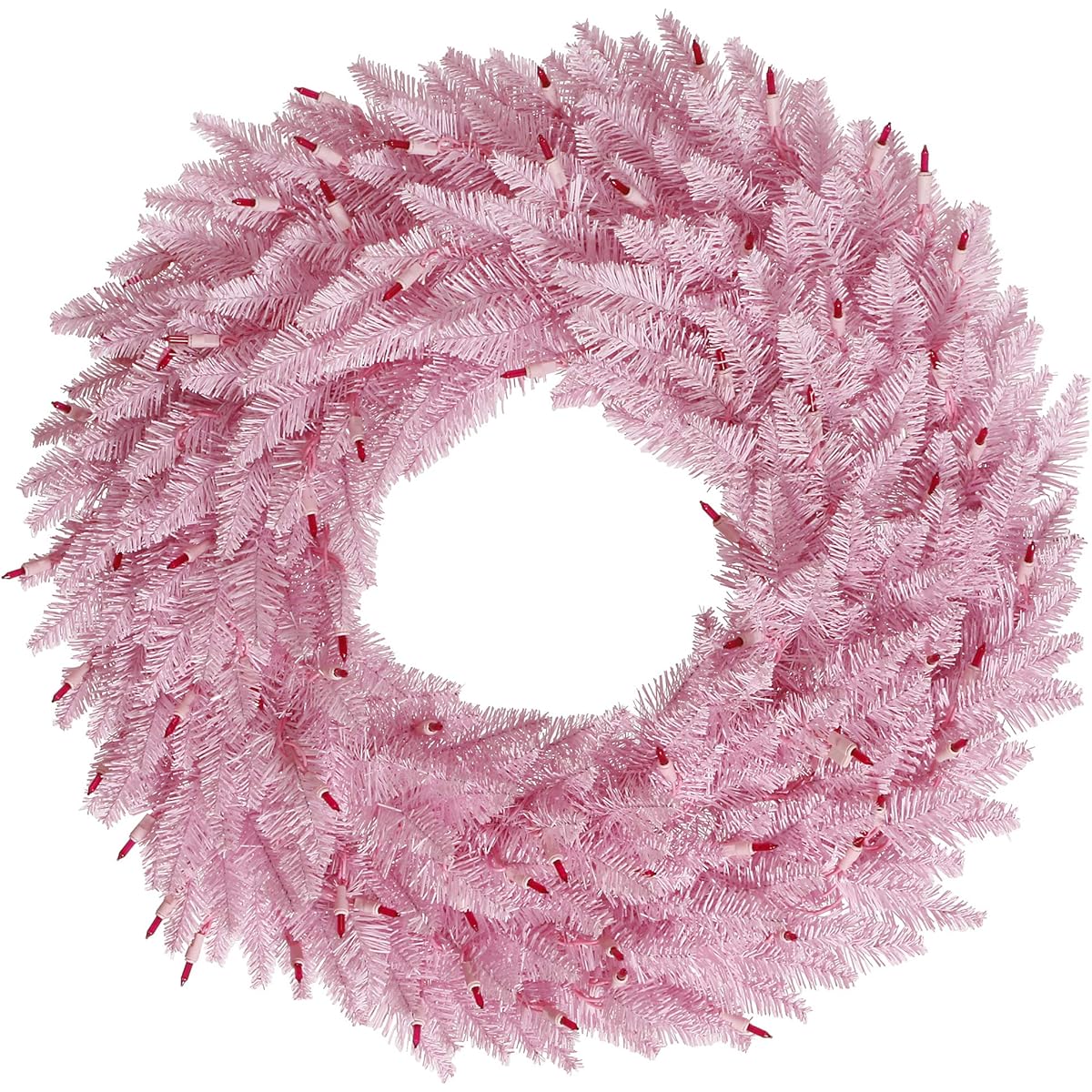 Vickerman 24" Pink Fir Artificial Christmas Wreath, No Lights - Faux Fir Christmas Wreath - Indoor Seasonal Home Decor