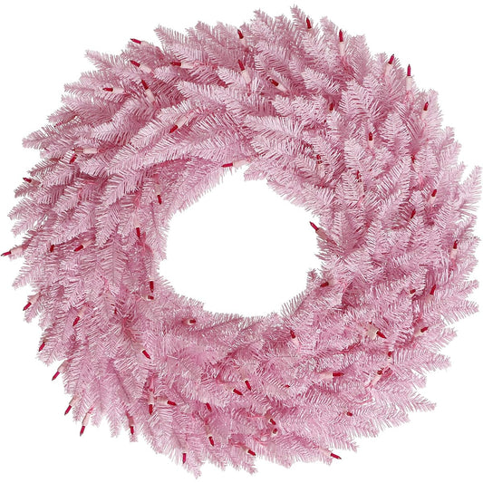 Vickerman 24" Pink Fir Artificial Christmas Wreath, No Lights - Faux Fir Christmas Wreath - Indoor Seasonal Home Decor