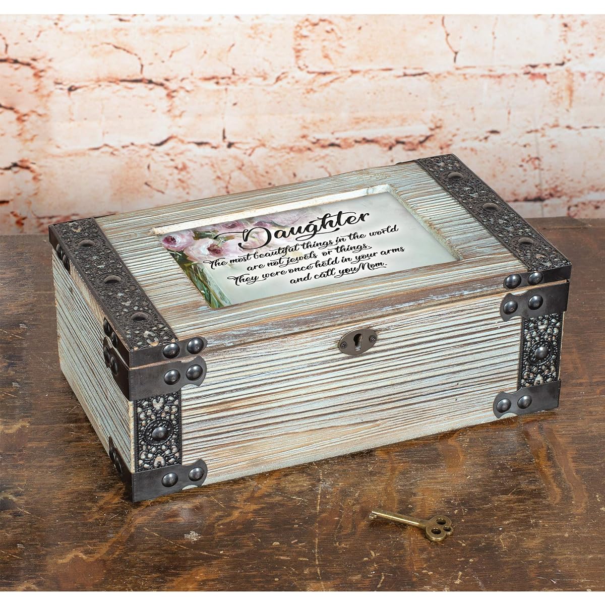 Cottage Garden Daughter Once Held in Your Arms Metal Lattice Blue Magnet Green Music Box Plays You are My Sunshine
