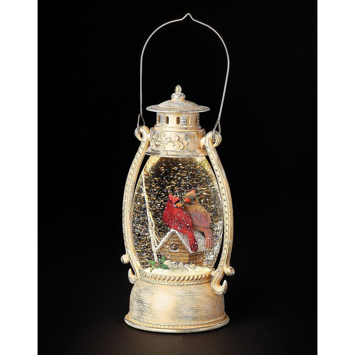Roman Christmas - Lighted Cardinal Couple Brushed Lantern 10" Tall Christmas Collection Plastic Christmas Gift Inspirational Durable Long Lasting Beautifully Detailed Battery Operated