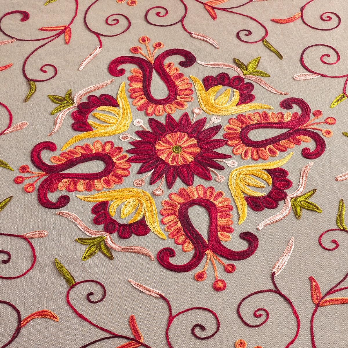 Embroidered Special Occasion Sheer Tablecloths, Table Toppers and Table Runners 72" Round Tablecloth (Red) OGSTAN01.M72R
