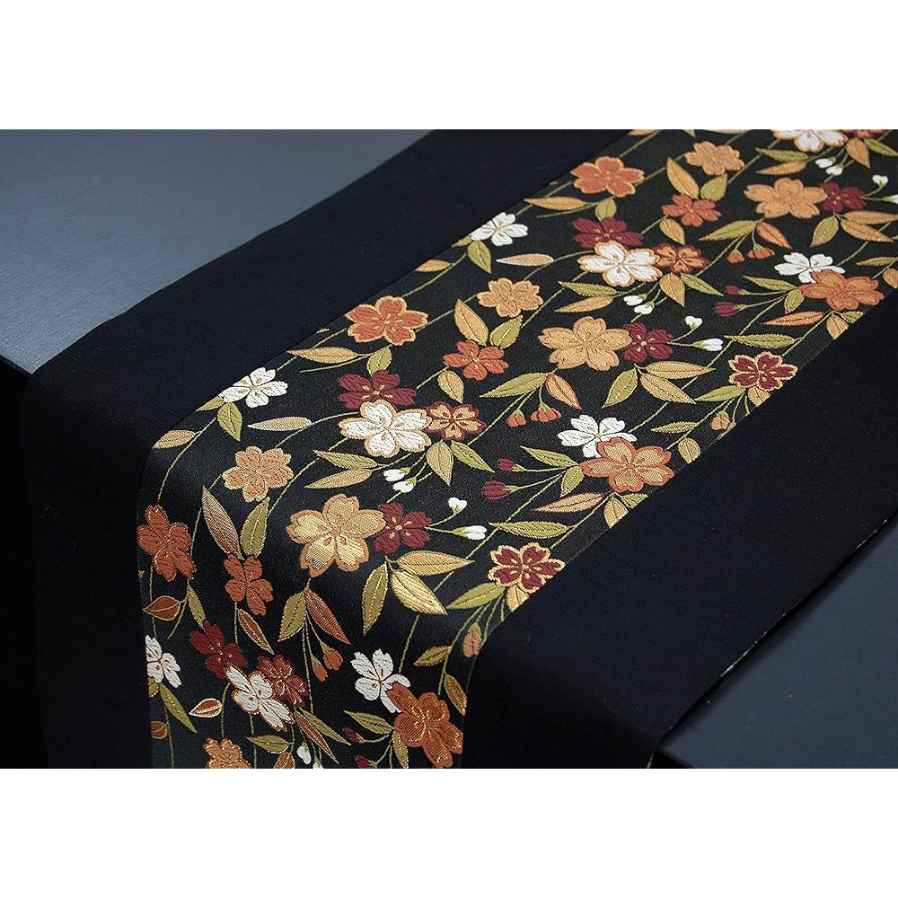 Boxed and wrapped obi style Japanese style kimono table runner 2m reversible gift box (cherry blossoms)