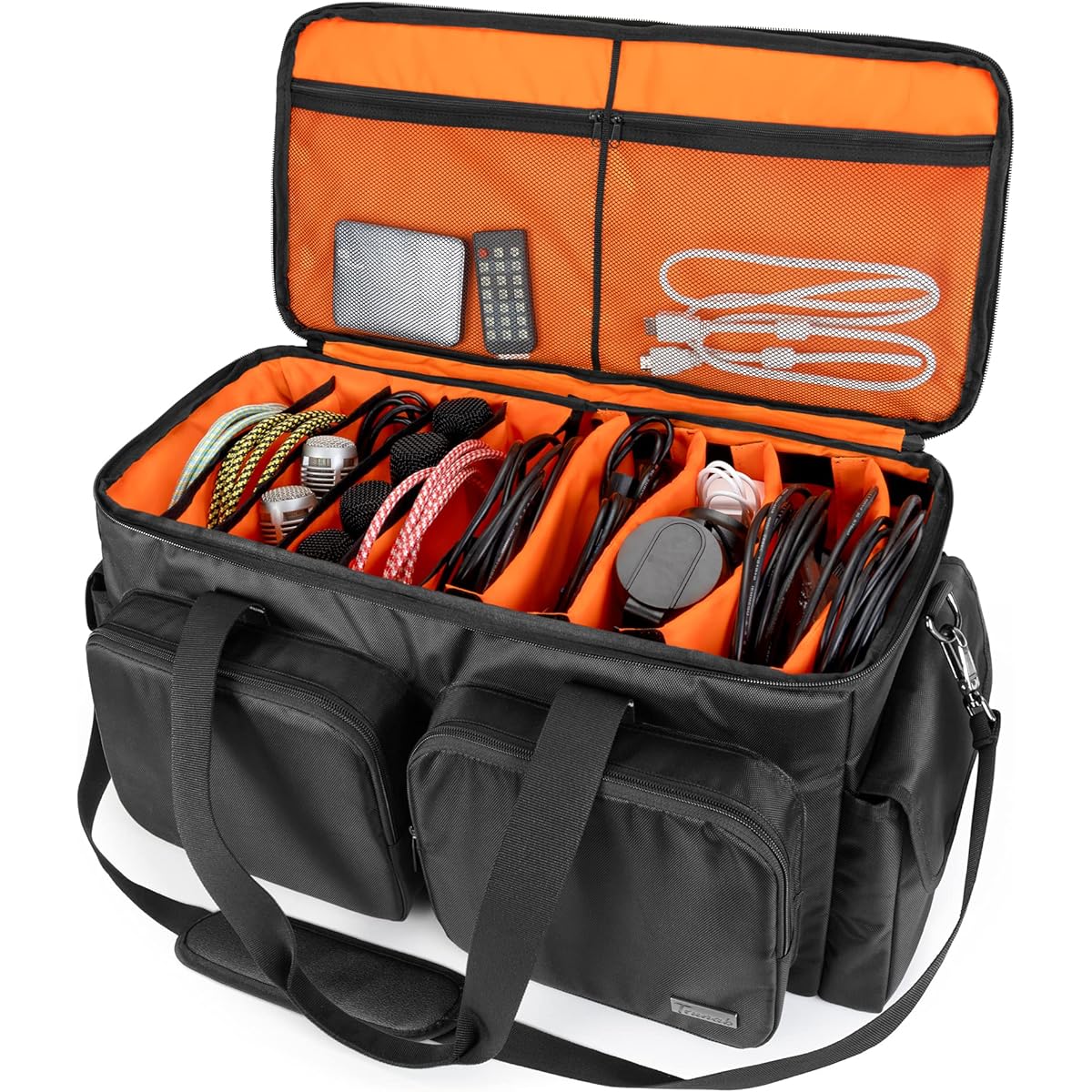 Trunab DJ Cable File Bag with Removable Padded Bottom and Dividers, Travel Gig Bag for Professional DJ Gear, Instruments and Accessories