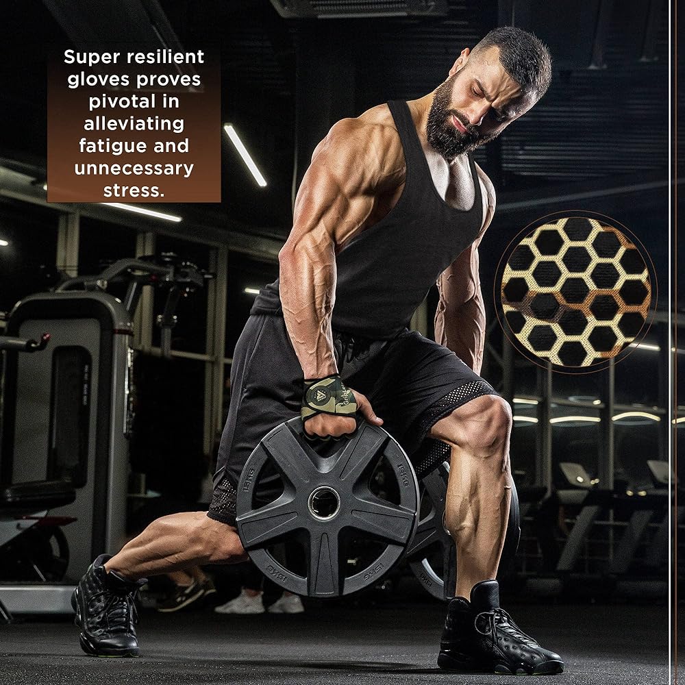 RDX Weightlifting Gym Gloves Anti-Slip Long Strap Muscle Training Pull Up Chin Up Powerlifting Workout (Brown, L/XL)