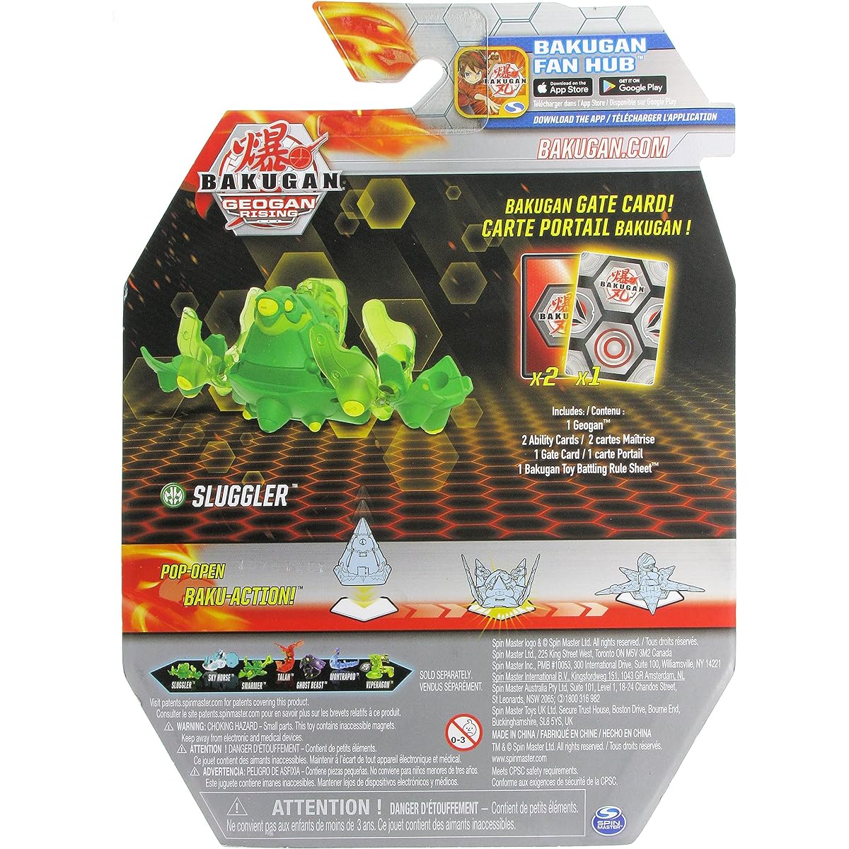 Bakugan Geogan Rising 2021 Ventus Sluggler Geogan Collection Action Figures and Trading Cards
