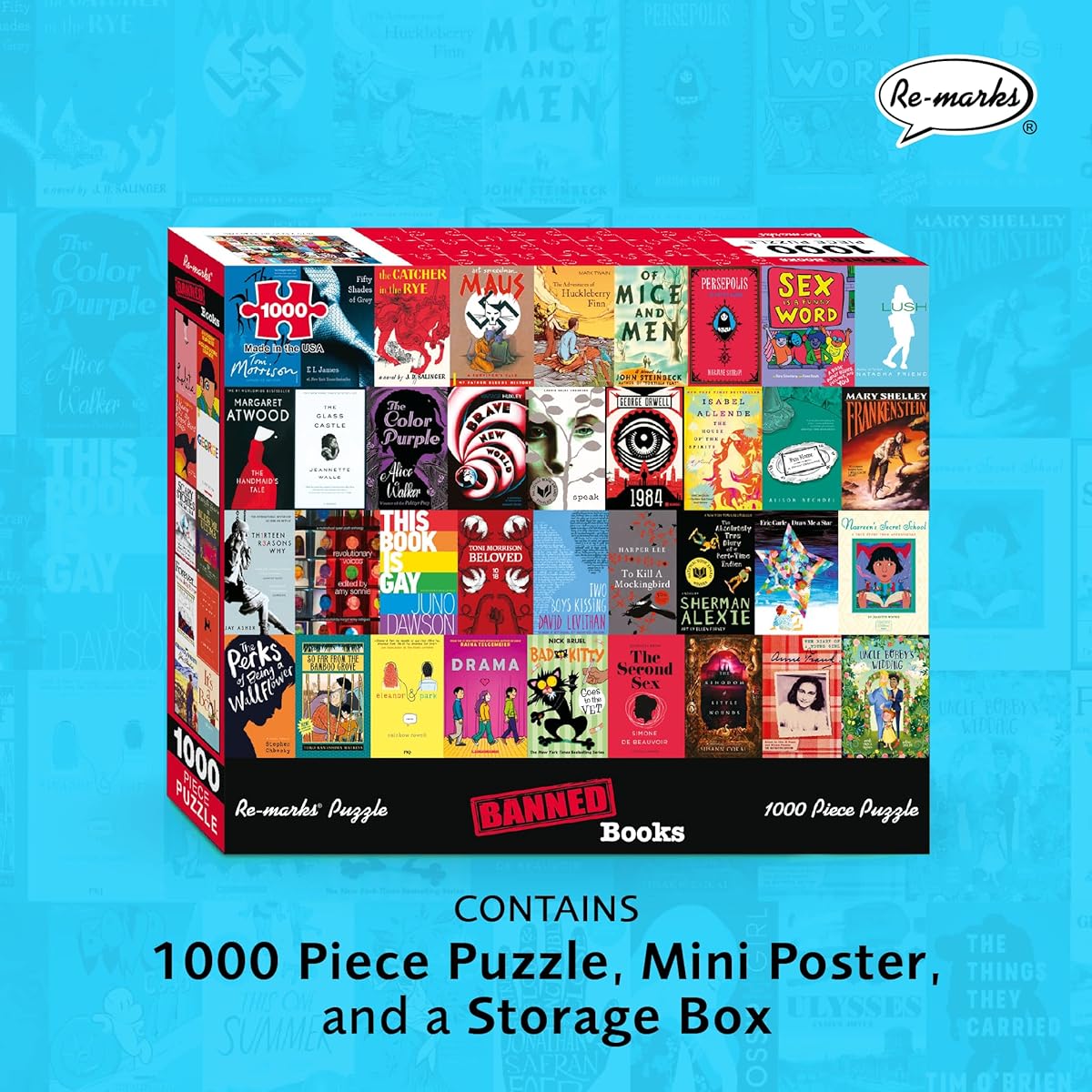 Re-marks Banned Books Puzzle 1,000 Piece Jigsaw Puzzle for All Ages