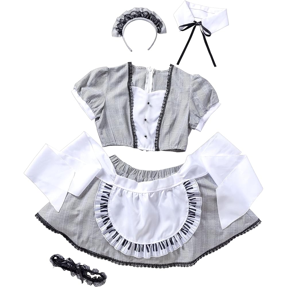 Clearstone Lyrical Palette Cosplay Halloween Pianoforte Maid Maid Maid Clothes Piano Women's Black Costume Fancy Dress Costume