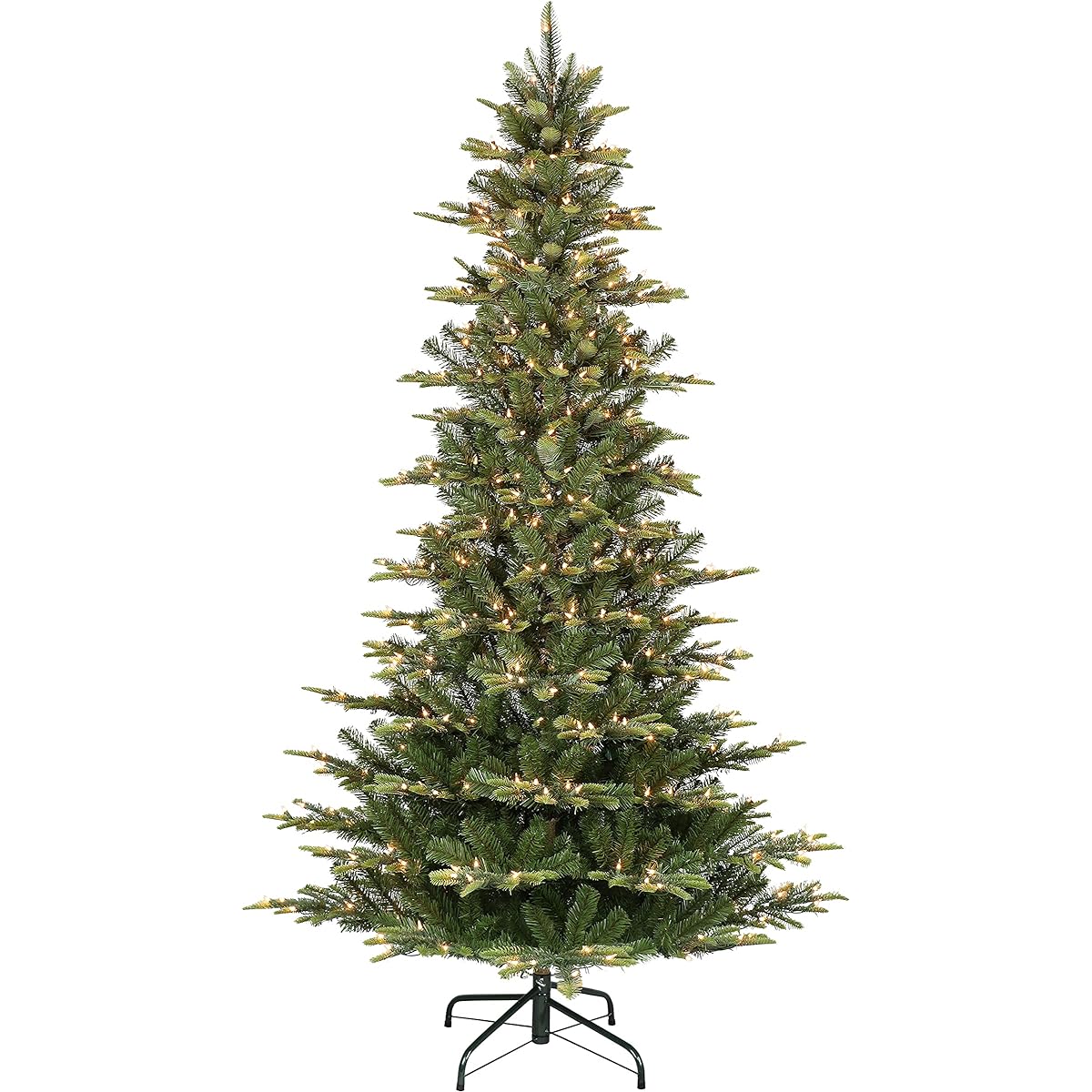 Puleo International 7.5' Pre-Lit Slim Aspen Fir Artificial Christmas Tree with 450 UL Certified Clear Lights, Green