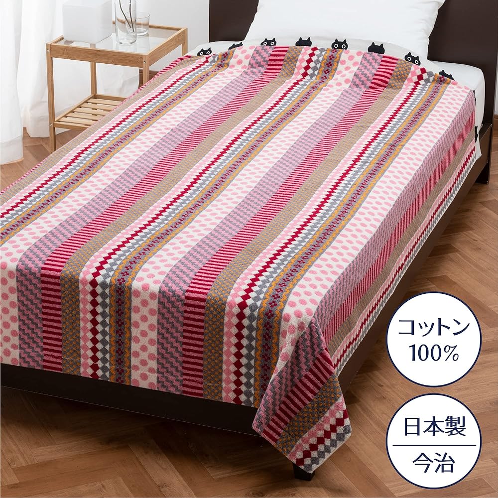 nishikawa [Nishikawa] Atsuko Matano Towel Blanket, Single, Washable, 100% Cotton, Made of Sweet Twisted Thread, Popcorn Package, MT3606, Made in Japan, Pink, FR03120023