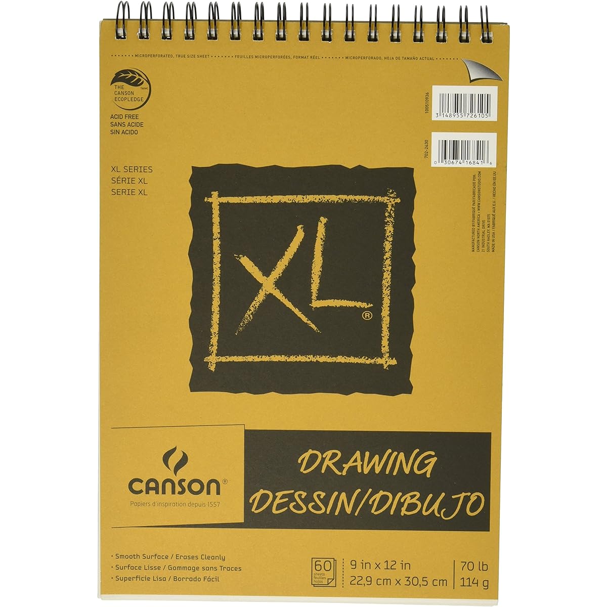 Canson 60 Sheets 70 lb Canson XL Recycled Drawing Paper Pad, 9x12 by Canson