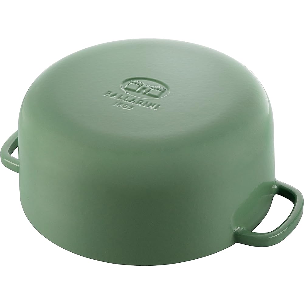 Ballarini "Bellamonte Round 24cm Herb Green" Two Handed Pot Cast Enamel Pot IH Compatible [Authorized Japanese Product] Z1023-104