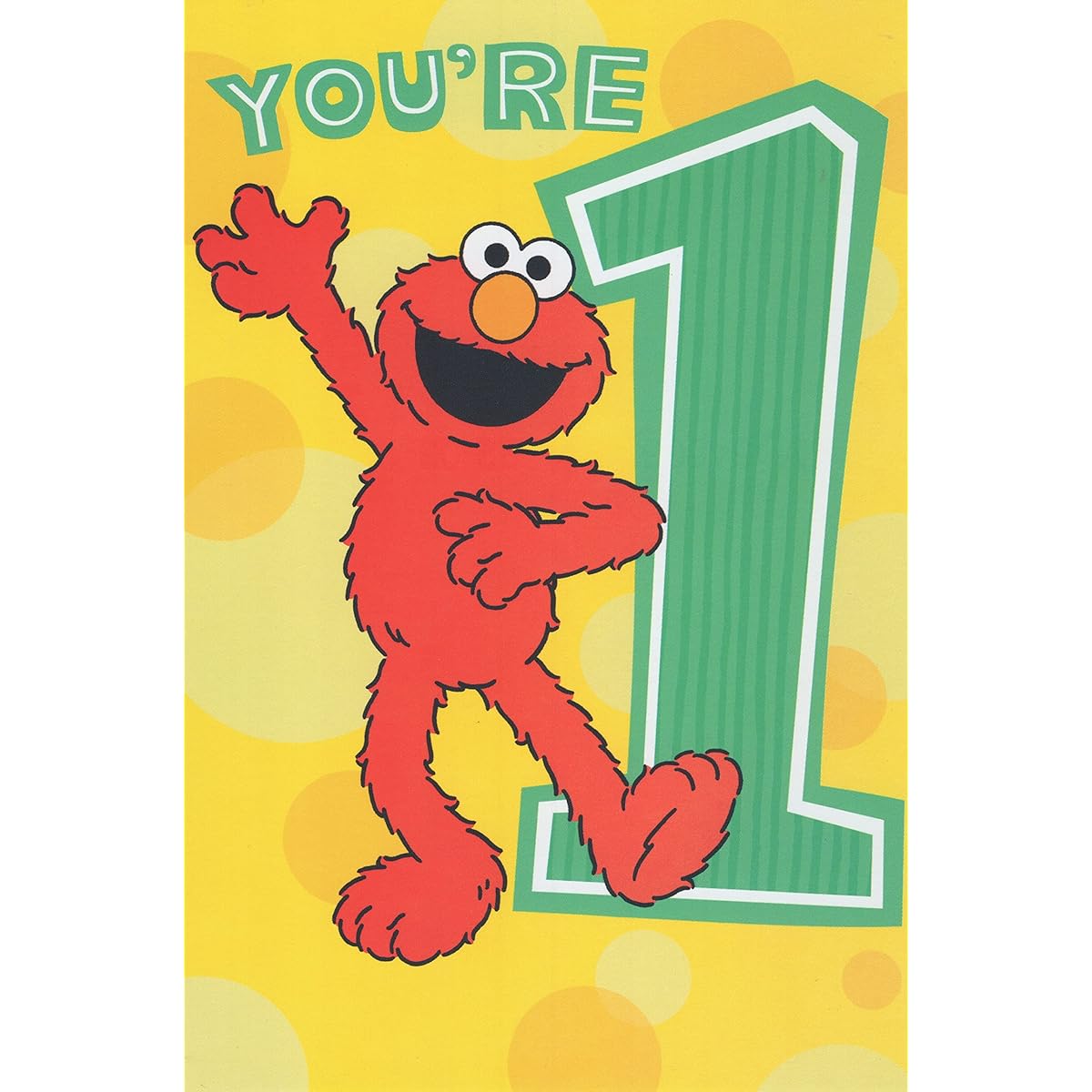 Heartline Elmo Happy 1st First Birthday Card (Age 1) - Elmo Hopes Your Birthday is TICKLISH WGGLISH and oh so GIGGLISH