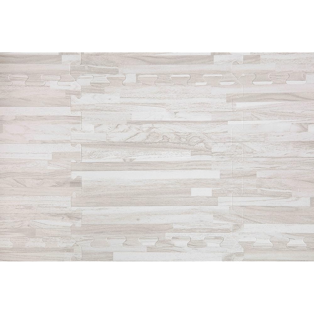 Little Princess Flame Retardant Antibacterial Floor Mat White Wood (36 square mats, 16 edge mats, 8 corner mats)