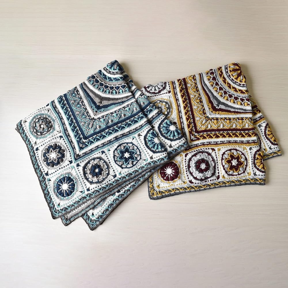 NASKA Hand Knitting Kit Everyday Knit Persian Rug Blanket Blue COL.A SI-8