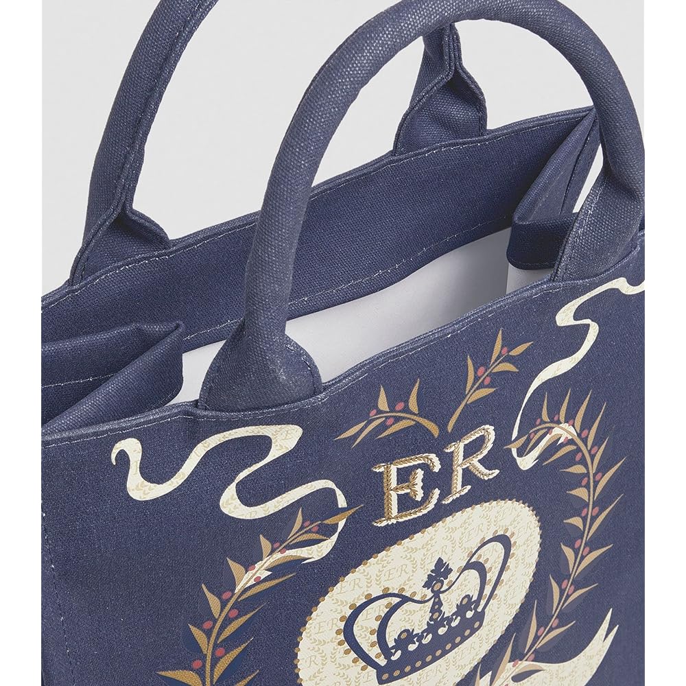 UK Harrods 2022 Platinum Jubilee Queen's Platinum Jubilee Shopper Bag Navy [Parallel Import]