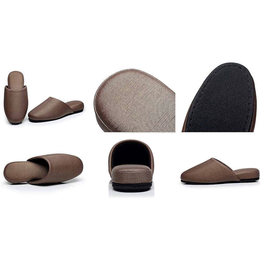 [MOONROOM] [Can be wiped with water] [Stain-resistant] [Alcohol-resistant and sodium hypochlorite-resistant] Fabric-like vinyl leather slippers (from 1 pair or 4-pair set) (4, brown)