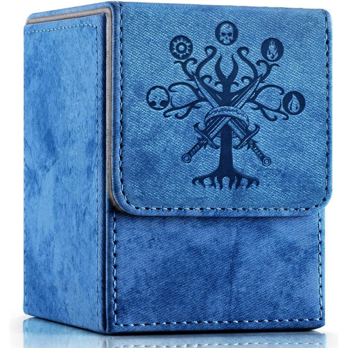 PROMAXIBINDER MTG Card Deck Box, Fits 100+ Single Sleeved Cards, Storage for TCG/MTG Clad, PU Leather, Strong Magenet (Blue)