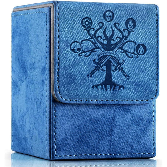 PROMAXIBINDER MTG Card Deck Box, Fits 100+ Single Sleeved Cards, Storage for TCG/MTG Clad, PU Leather, Strong Magenet (Blue)