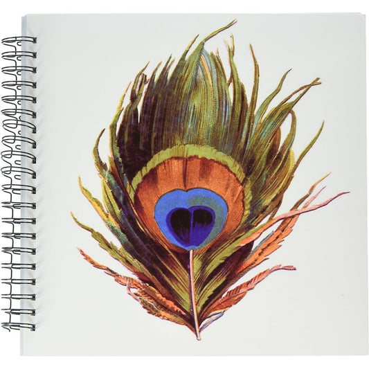 3dRose db_37447_2 Large Colorful Peacock Feather Memory Book 12 x 12 inches