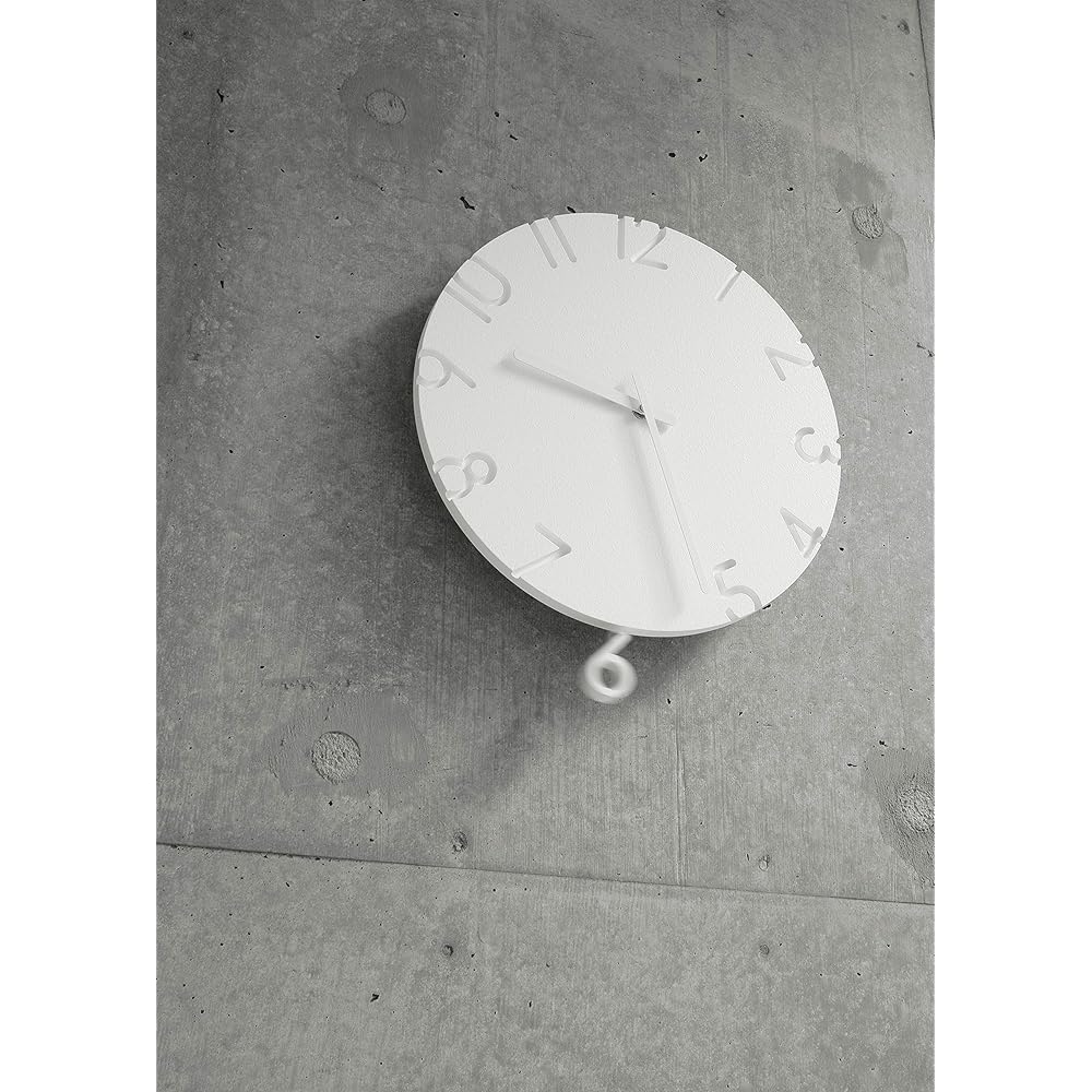 Lemnos Wall Clock Carved Swing Analog Pendulum White CARVED SWING NTL15-11 Lemnos W30.5×H35.5×D5.8cm