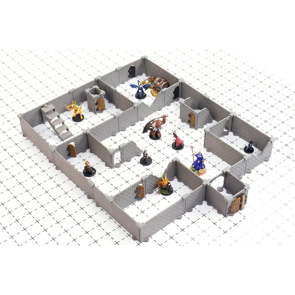 Modular Dungeon System: Tabletop & RPG Terrain Game Set for Dungeons & Dragons, Pathfinder, Castles & Crusades, Age 13, Runquest, Asander, Zombie Cid and More - Squire Set (115 Pieces 202 Square Inches)