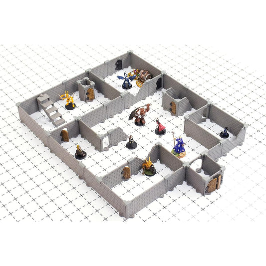 Modular Dungeon System: Tabletop & RPG Terrain Game Set for Dungeons & Dragons, Pathfinder, Castles & Crusades, Age 13, Runquest, Asander, Zombie Cid and More - Squire Set (115 Pieces 202 Square Inches)