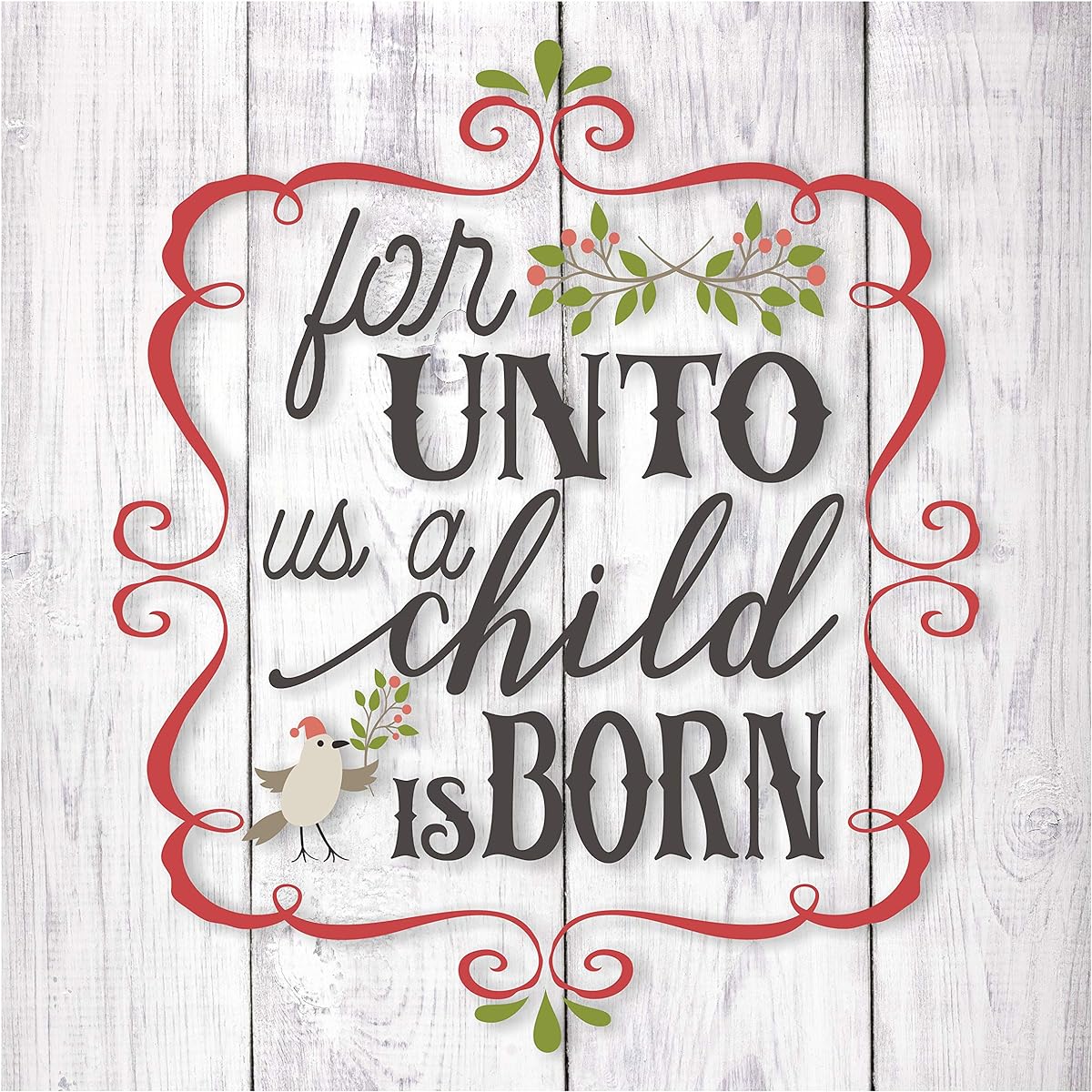 MRC Wood Products for Unto us a Child is Born Christmas Wall Sign 12x12