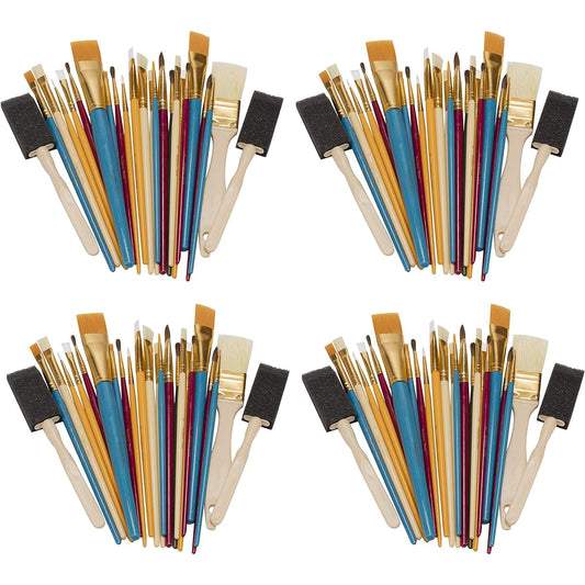 OODLES OF Paint Brushes Kids Art Paints Crafts Multiple Mediums for Beginner Artists & Classrooms [25 Assorted Pack] Perfect for Watercolors, Oil Paints, Acrylics, Tempera Paints and More Fоur Расk 1021086