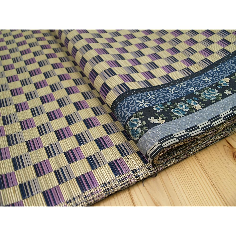 Ikehiko Igusa Rug Hanagoza Carpet 3 tatami mats made in Japan "Karen" Blue Edoma 3 tatami mats (approx. 174 x 261 cm) #4124803