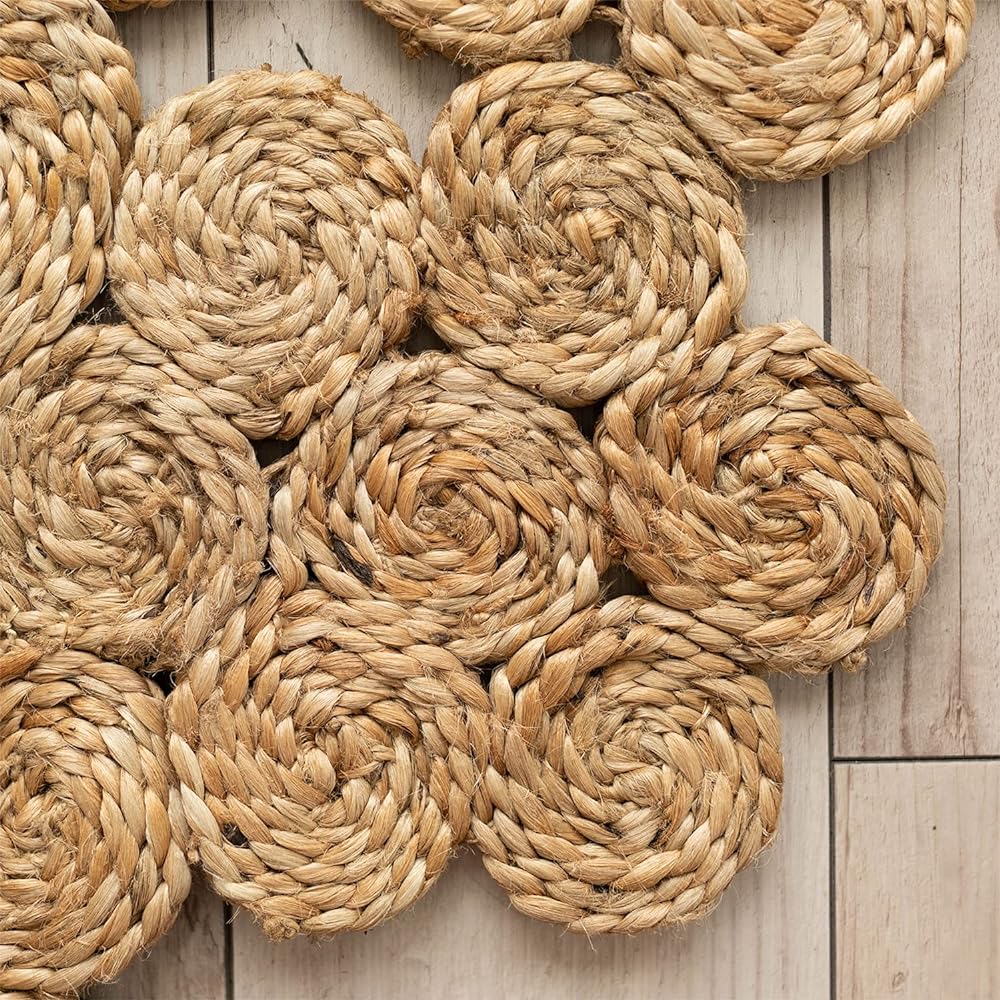 Sayang Sayan Jute Rug Lily Diameter 90 cm Round Natural Natural Material Handwoven Mat