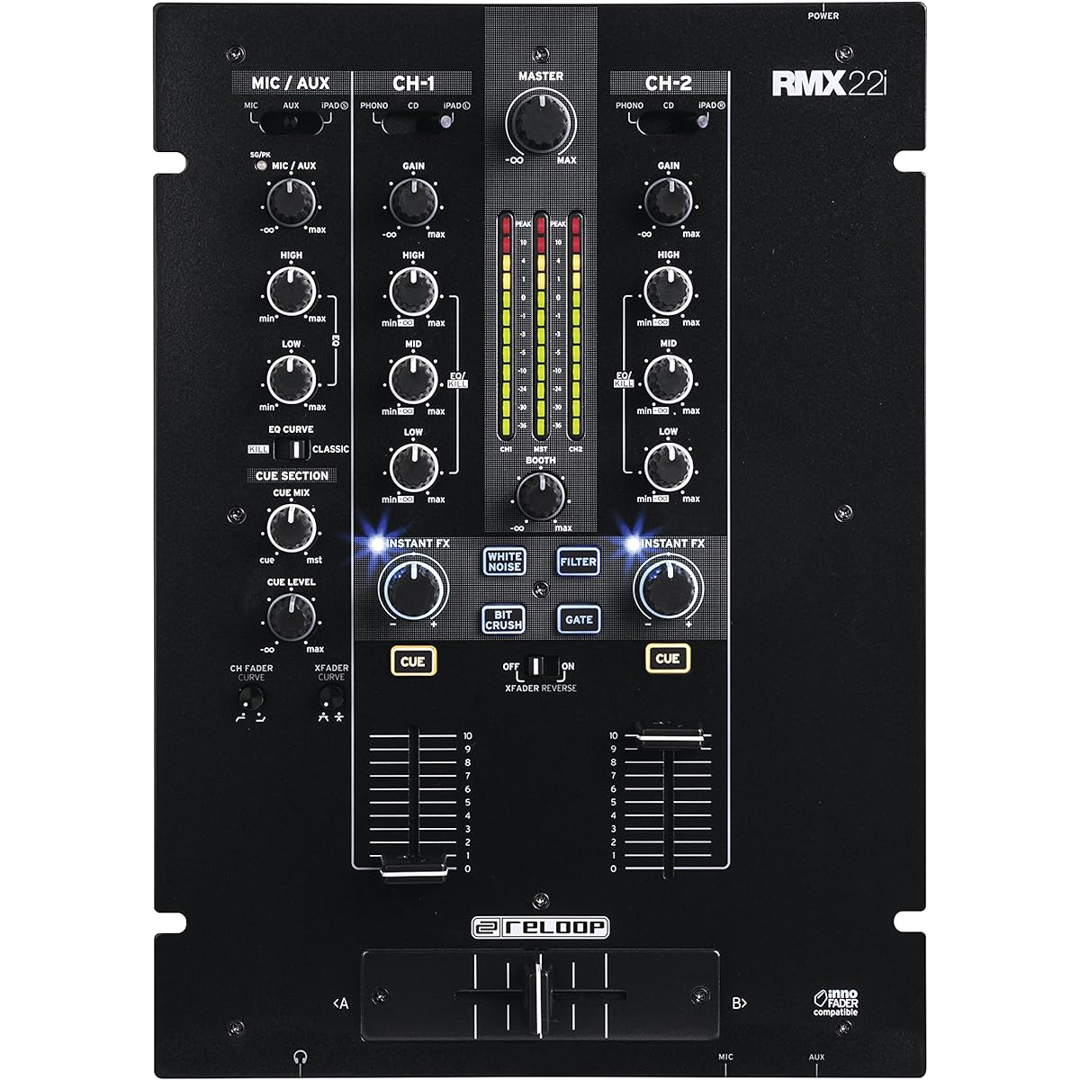 Reloop 2-channel DJ mixer with built-in effects RMX-22i