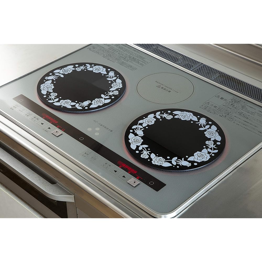 Alphamic Glass Stain Prevention Plate for IH Cooktops, IH Matte Brown, Approximately 22cm in Diameter, Non-stick, Scratch-proof, Easy-to-understand energizing lamp, 2 pieces