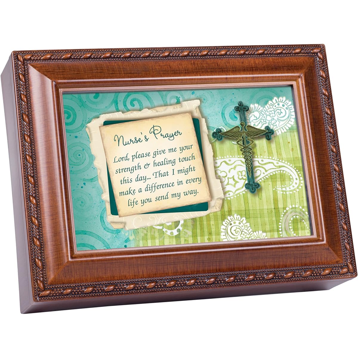 Nurse’s Prayer Wood Grain Music Box – Plays Ave Maria