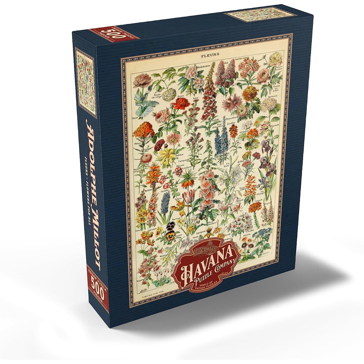 Fleurs - Flowers for All, Vintage Art Poster by Adolphe Millot - Premium 500 Piece Jigsaw Puzzle for Adults