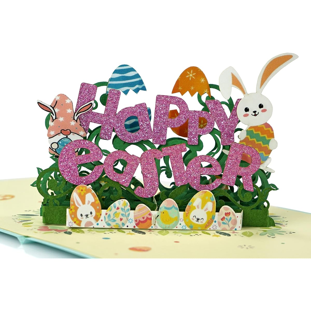CUTPOPUP Happy Easter with Funny Bunny - 3D Cards, Easter Cards, Easter Greeting Cards, 3D Easter Cards, Religious Easter Cards, Easter Bunny Cards, 3D Easter Cards, Pop Up Greeting Cards (Design 3)