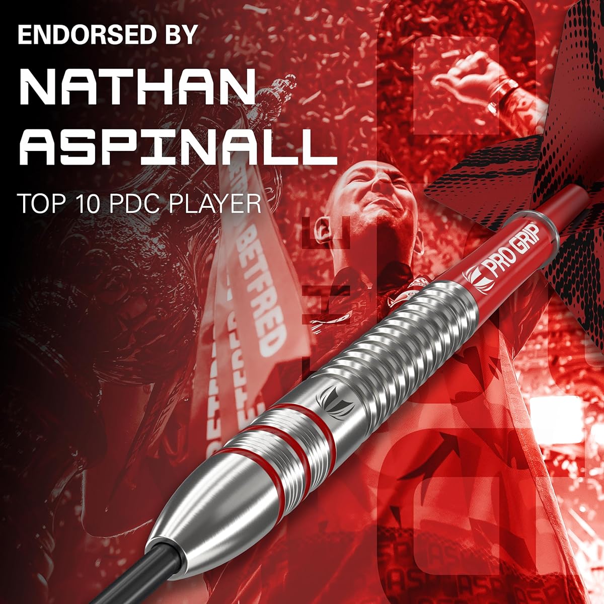 Target Darts Nathan Aspinall 22G Tungsten Steel Tip Darts Set - 9 Pro Grip Shafts - 9 Pro Ultra Flights - Dart Wallet - Dart Counter App Coupon Bundle