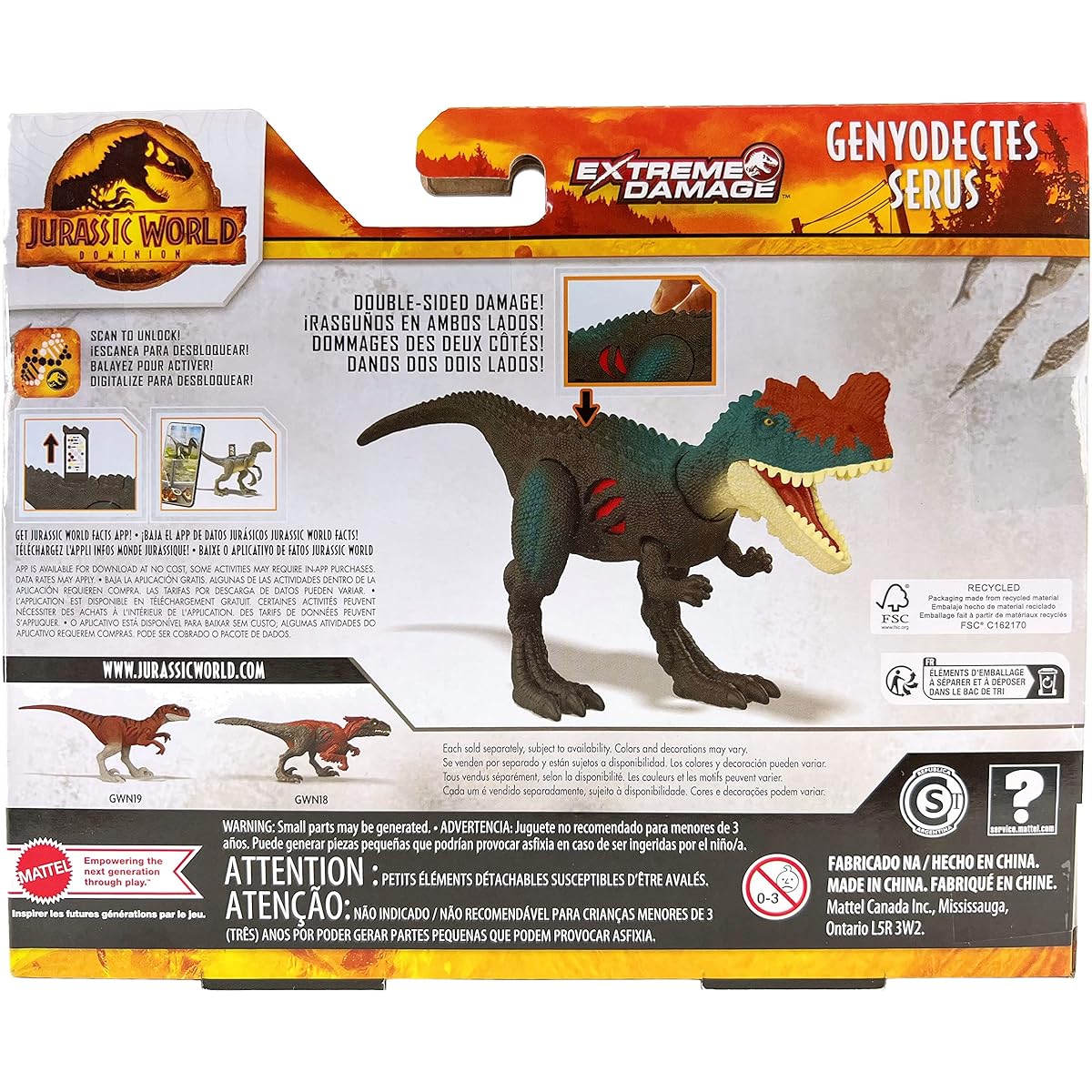 Jurassic World Dominion Extreme Damage Geniodectes Serus Dinosaur Action Figure, GWN13
