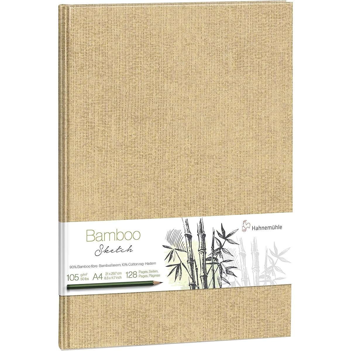 Hahnemuhle 105 gsm a4 bamboo sketchbook, 64 sheets/128 pages, green cover