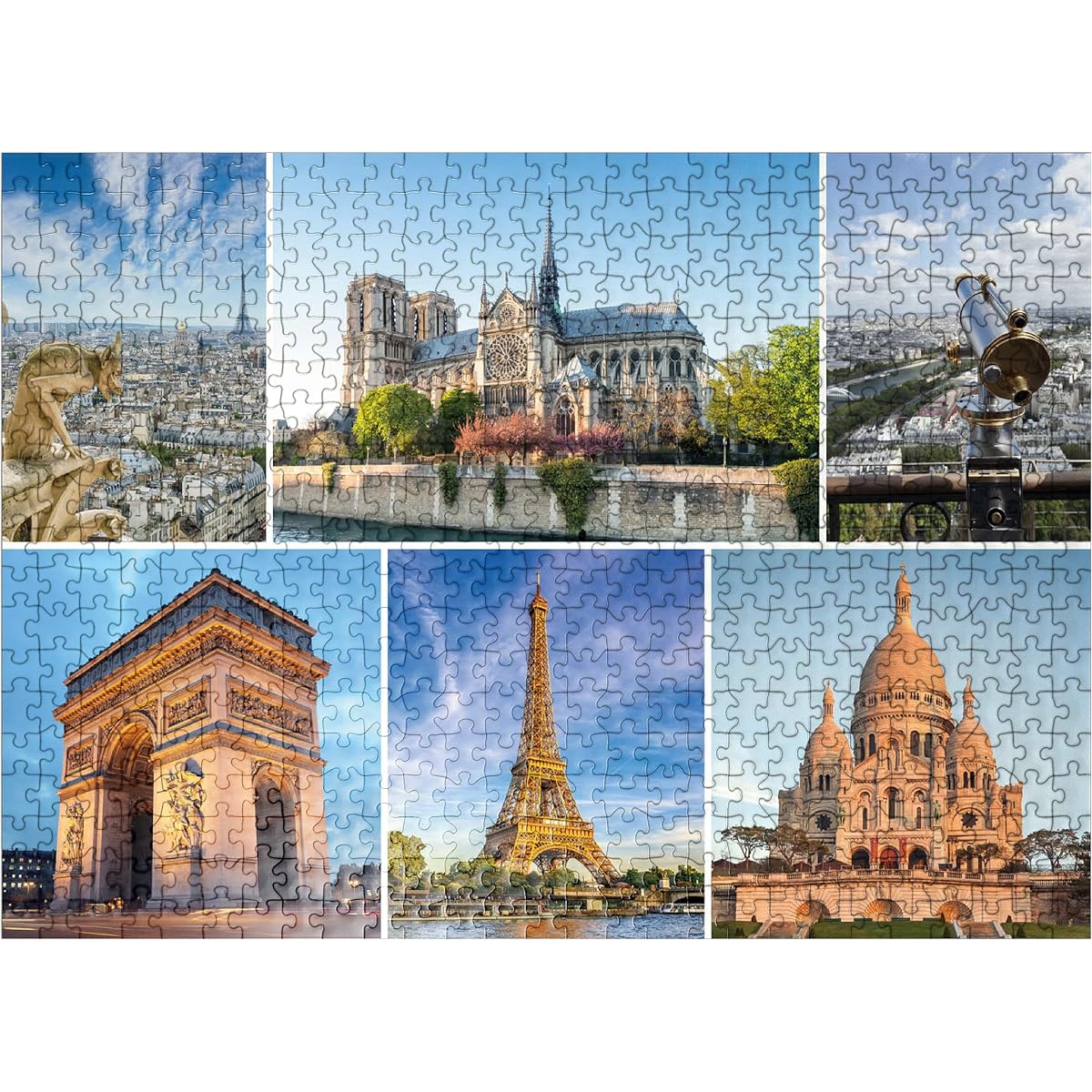 Paris - Notre Dame Cathedral, Eiffel Tower and Sacré Coeur - Premium 500 Piece Jigsaw Puzzle for Adults