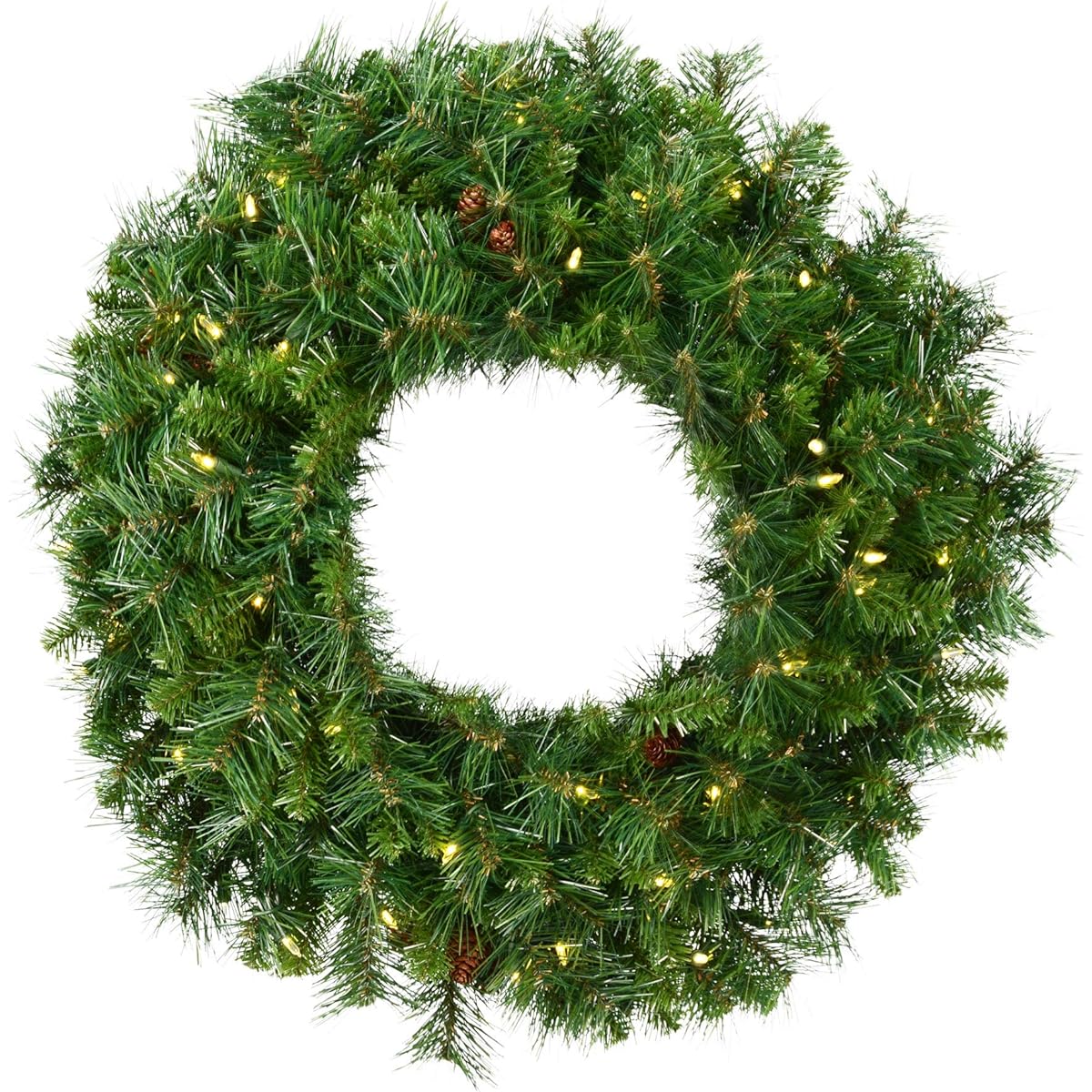Vickerman 48" Cheyenne Pine Artificial Christmas Wreath, Warm White LED Lights, Artificial Christmas Wreath, Seasonal Home Decor