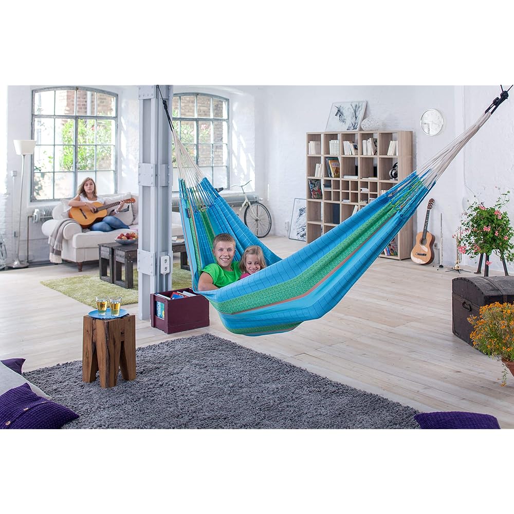 LA SIESTA Classic Hammock King Size FLORA [for 1 to 3 people] Made of Organic Cotton Curacao FLH18-3