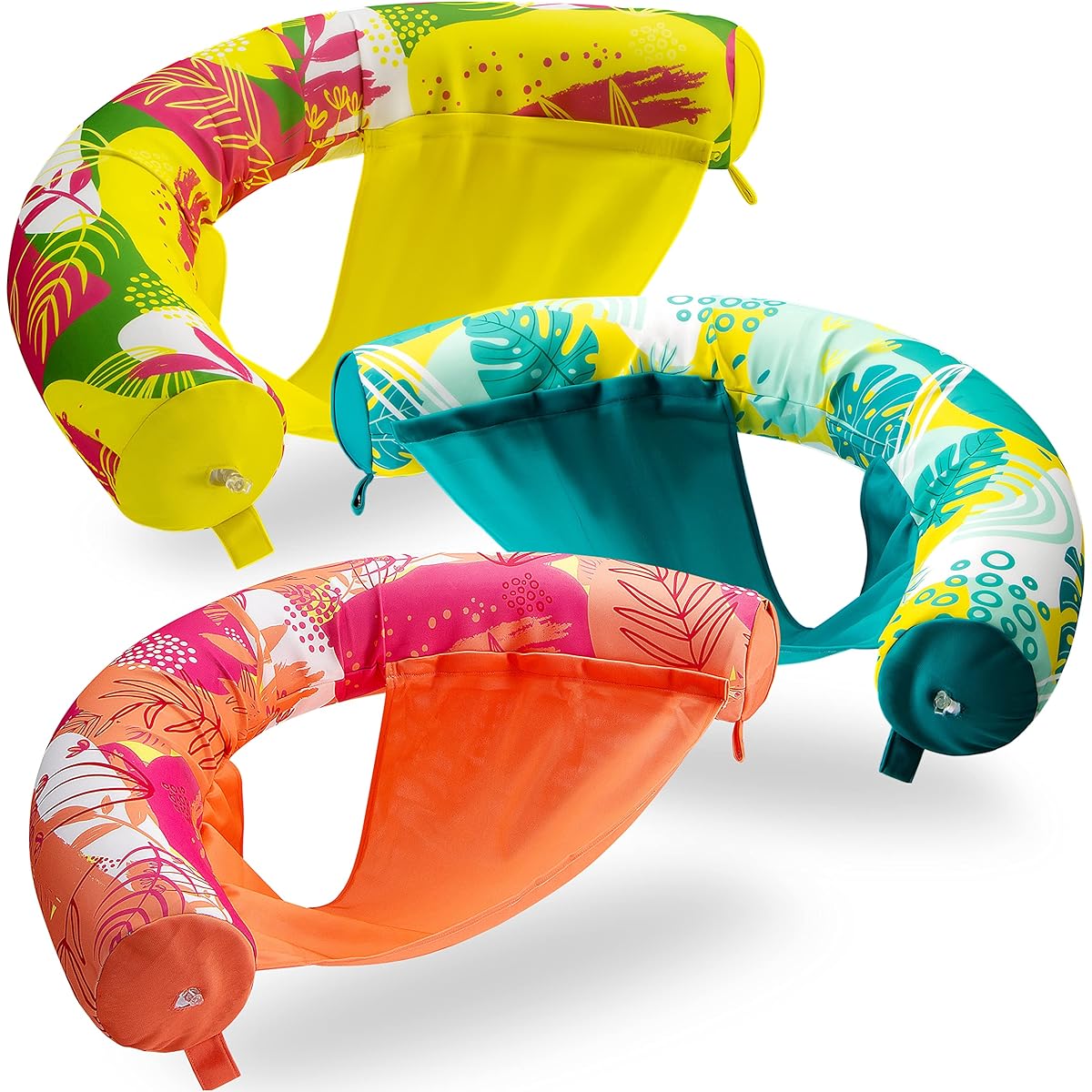 Sloosh Inflatable Pool Float Noodle Chairs Floral Design Pool Noodle Sling Floats Swimming Pool Party Floating Chair Pool Floats for Adults 3 Pack