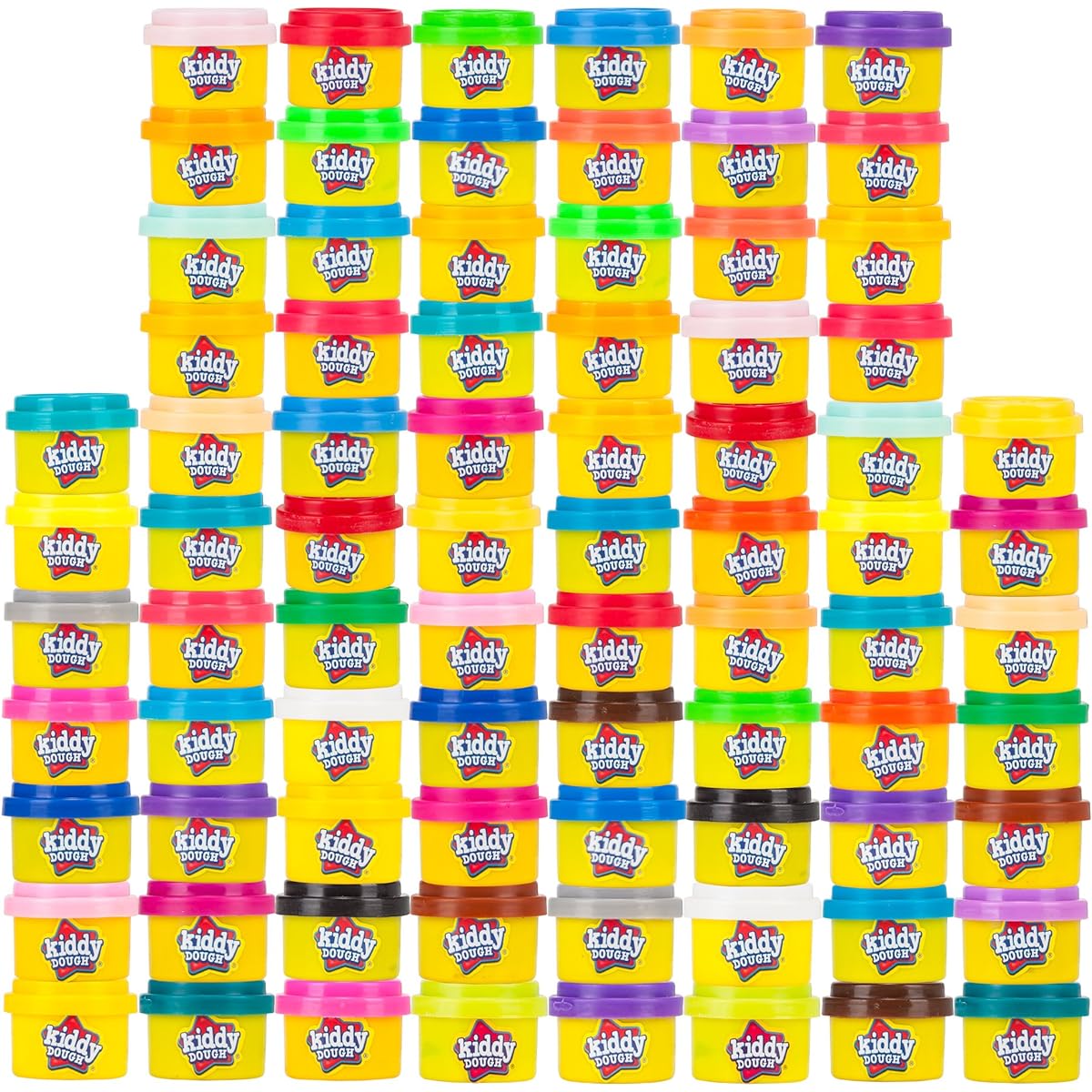 Kiddy Dough Party Pack - 80 Colorful Containers of Soft, Non-Toxic Mini Play Dough for Creative Fun - Safe and Educational - Great Valentine's Day Gift for Kids Classrooms