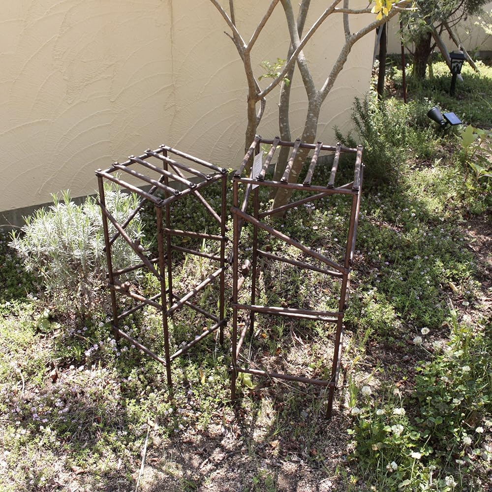 Gardening Flower Stand Twig Style Flower Stand Set of 2 (Small) Approx. 27 x 27 x 66.5cm, (Large) Approx. 32 x 32 x 72.5cm