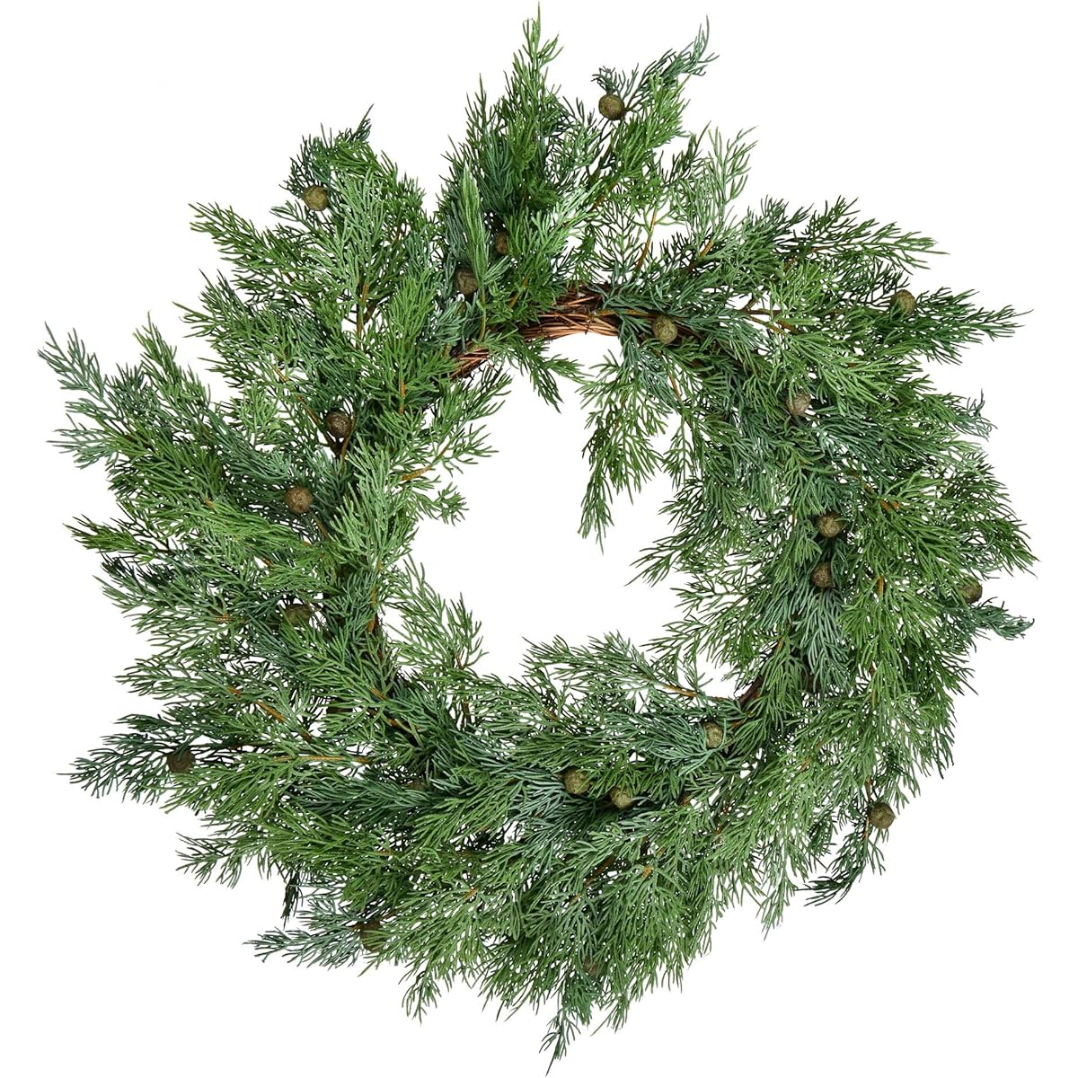 Vickerman 23" Green Stove Cedar Pine Artificial Christmas Wreath No Lights Faux Pine Christmas Wreath Indoor Home Wall Decor