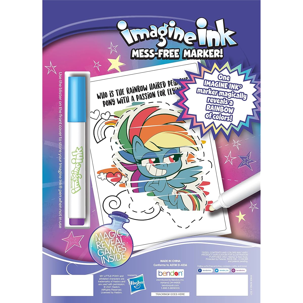 My Little Pony 16 Page Imagine Ink Coloring Book with 1 Magic Ink Marker, Bendon 51403