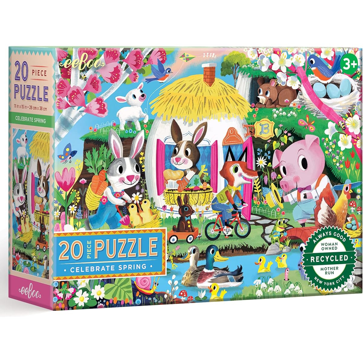 eeBoo: Celebrate Spring 20 Piece Puzzle for Kids - Promotes hand-eye coordination, promotes fine motor skills and problem solving, measures 15" x 11" when completed - For ages 3 and up